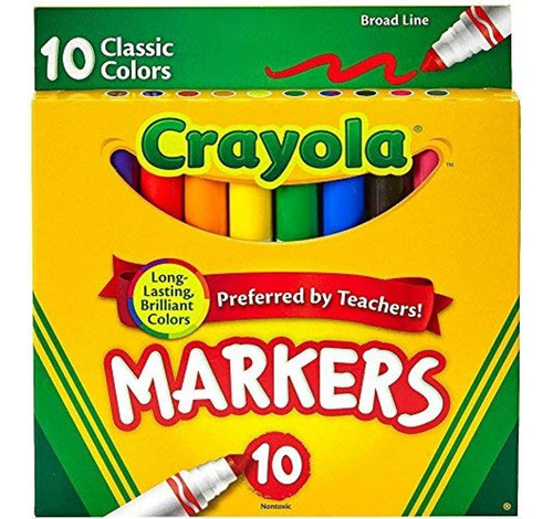 Crayola 10 Unidades Marcadores Trazo Ancho Originales Clasi