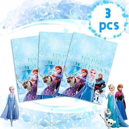 3pcs Frozen Mantel Para Fiesta De Cumpleaños Copo De Nieve