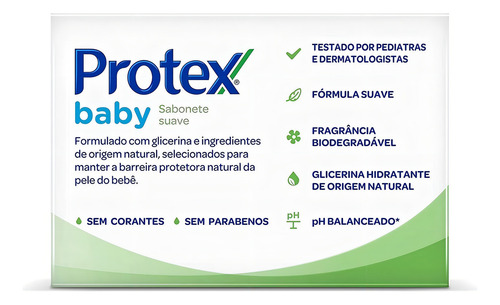 Sabonete Em Barra Protex Baby Glicerina 85g Pack C/2 Wxz
