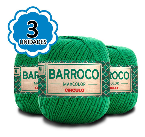 Imagem 1 de 1 de Kit 3 Barbante Barroco Maxcolor N4 200g 5767 Verde Bandeira