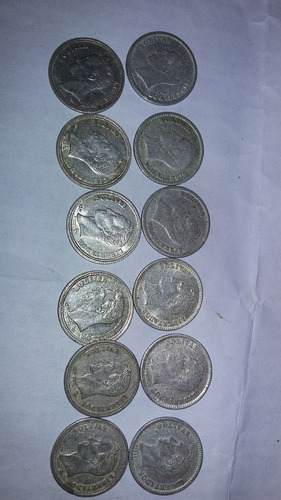  Monedas De Plata De 0,25 (medios) Ley 835 Año1954 Y1960