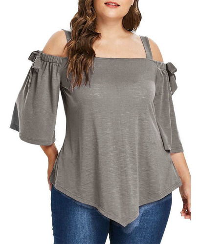 Blusa For Mujer Casual Talla Grande Asimétrica Fria De