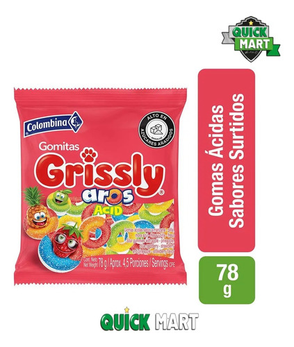 Gomitas Grissly Aros 78 Gr - g a $60