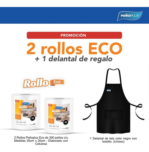Imagen 1 de 1 de 2 Rollos Pañoplus Eco + Delantal De Regalo
