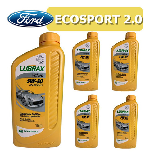 Kit Óleo Lubrax 5w30 Ford Ecosport 2.0 Dfi 16v 5 Litros