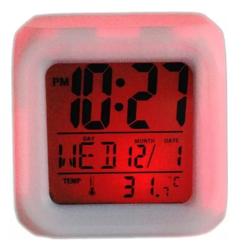 Reloj Cubo Led Despertador Digital Cambia Color Termometro