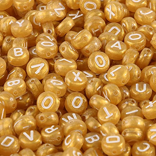 1000pcs Gold Round Letter Beads 4x7mm Acrylic Alphabet ...
