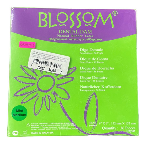 Dique De Hule Blossom 6x6 Menta Mediano 36pz