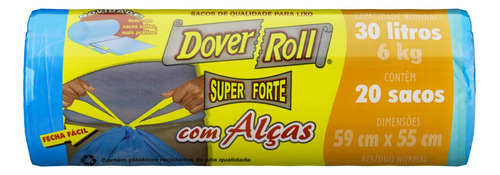 Dover-Roll saco para lixo com alça 30l super forte 20 unidades