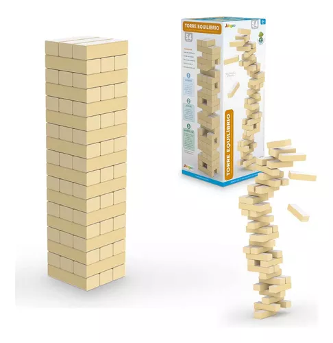 Jogo Torre Equilíbrio Jenga 54 Peças Madeira Junges - Loja Zuza Brinquedos