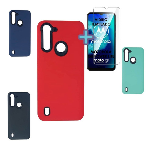 Funda Protector Motorola G8 Power Lite Mas Vidrio Templado