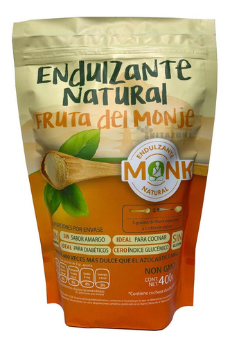Imagen 2 de 3 de Fruta Del Monje Sustituto De Azúcar 400 Gr 2 Sobres