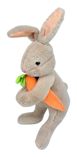 Conejo de peluche gris con zanahoria 34 con regalo de Pascua