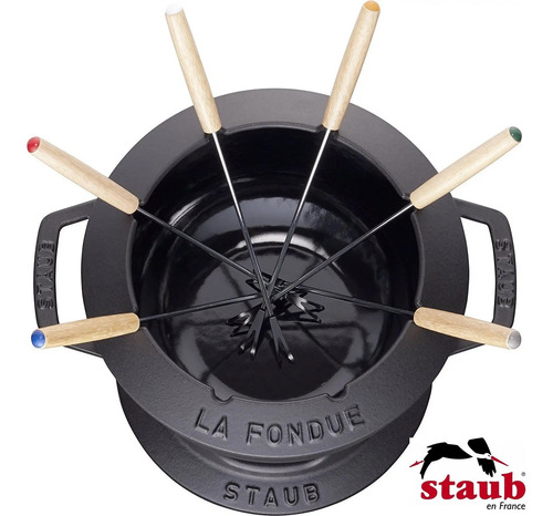 Imagem 3 de 8 de Serviço Fondue 1,65l 18cm Staub Panela Ferro Fundido Brinde