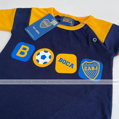 Imagen 2 de 8 de Body Enterito Bebé Manga Larga Boca Juniors Producto Oficial