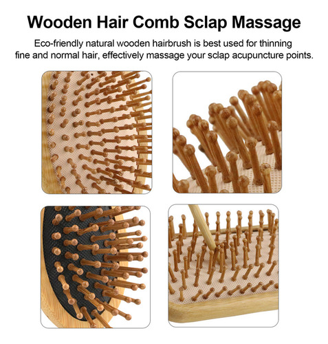 Peine De Madera Para El Cabello, Cepillo De Masaje Para El C