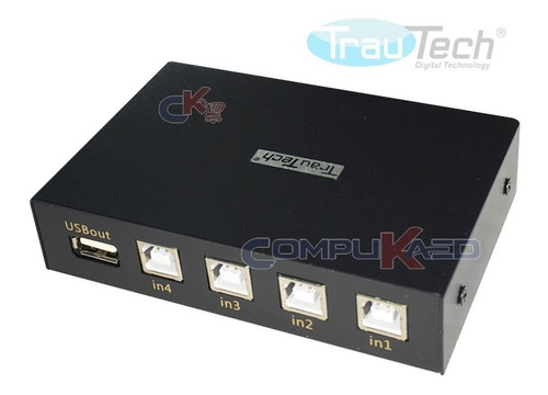 Imagen 2 de 5 de Data Switch Usb 4 X 1 Para 4 Pc A 1 Impresora Trautech Print