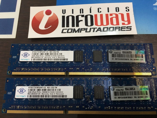 Memoria Ecc 4gb Pc3-10600e Udimm Hp 593923-b21 647657-071
