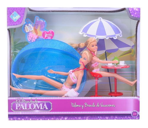 Muñeca Paloma Y Brenda En La Pileta Piscina De Vacaciones