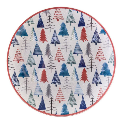 Imagem 2 de 4 de Conjunto De Porcelana Para Bolo 07 Pratos Jolly Natal