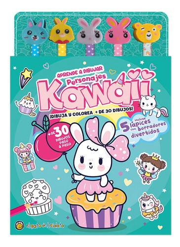 Lápices Y Borradores De Colores - Personajes Kawaii, De El Gato De Hojalata. Serie Lápices Y Borradores De Colores, Vol. 1.0. Editorial Gato De Hojalata, Tapa Blanda, Edición 1.0 En Español, 2023