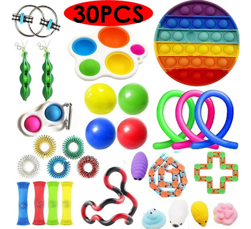 Juguete Anti-ansiedad Pop It Bubble Push Fidget 30 Piezas