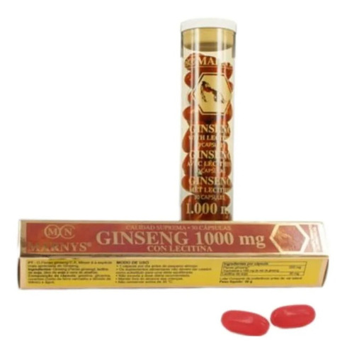 Ginseng Concentrado 1000mg + Lecitina 30 Caps Marnys