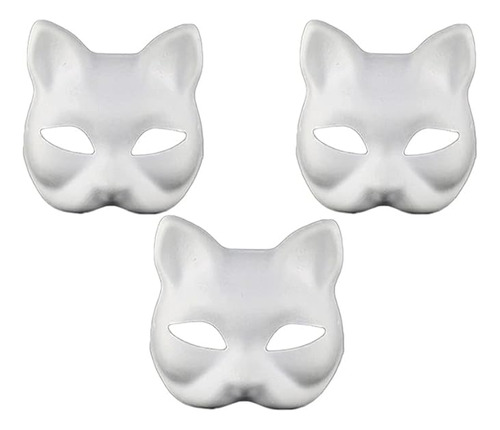 Gato 3 Mascaras Therian Mascaras Blancas Gato En Halloween M