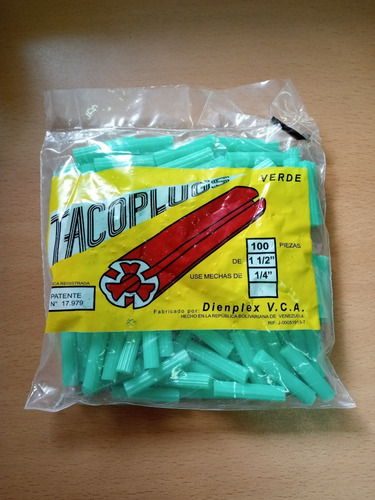 Paq.ramplug Verde 1 1/2 - 1/4 (100unidades) Marca Dienplex