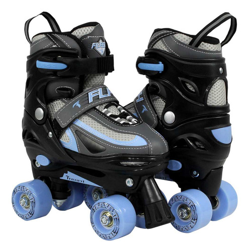 Patins Traxart Infantil Flash Quad Preto/azul - 54mm Abec-7