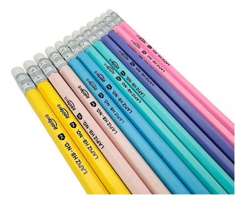 Set 12 Lápiz Grafito Pointer Premium Hexagonal Hb N°2 Pastel