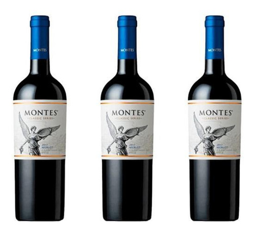 Vinho Tinto Montes Merlot Reserva 750 Ml Kit Com 03 Un