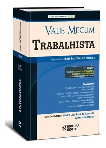 Vade Mecum Trabalhista Rideel - 4ª Edicao, De Almeida, Andre Luiz Paes De. Editora Rideel, Edição 2011 Em Português
