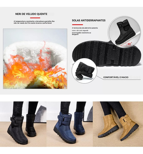 Botas De Nieve Antideslizantes Impermeables Invierno Mujer