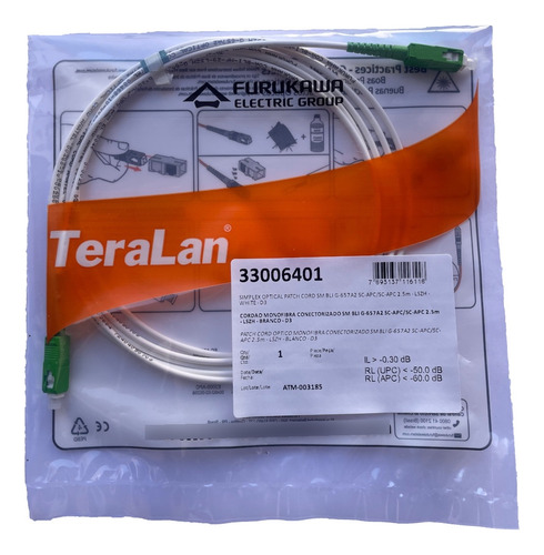 Kit 12 Cordão Óptico Furukawa Sc Apc Sc Apc 2.5m 33006401