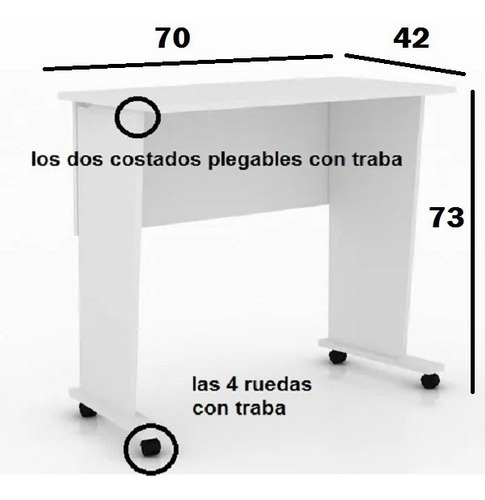 Imagen 4 de 6 de Mesa Plegable Pequeña Con Ruedas.