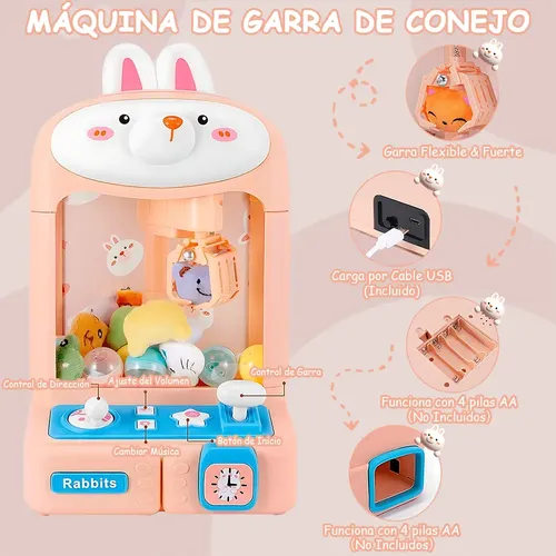 Máquina De Garra Para Niños Con 10 Muñecos Y 12 Monedas – Juego De Arcade Con Música Y Luces, Regalo Perfecto
