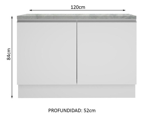 Gabinete Bajo Cocina Madesa Glamy 120cm Con Encimera Color Blanco