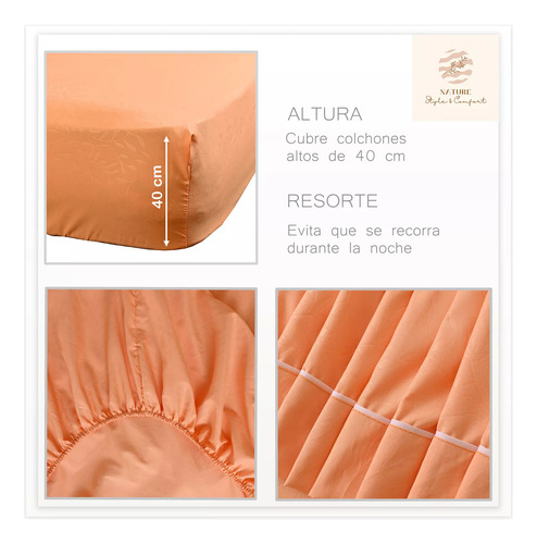 Sábana King Size 2800 Hilos Extra Suave Flores Peach Fuzz