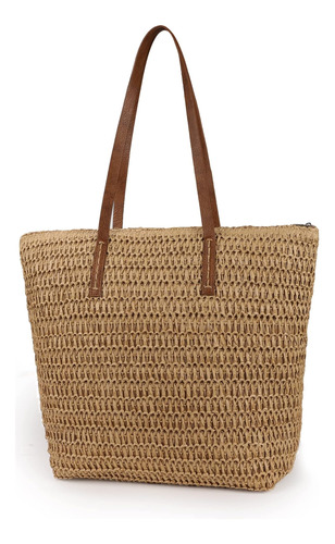 Bolso Grande De Playa De Paja Para Mujer, Bolso De Hombro Te