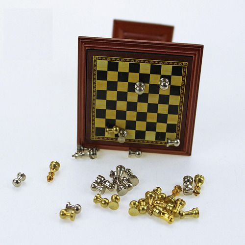 Juego De Ajedrez En Miniatura Para Casa De Muñecas, Mesa De