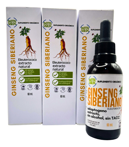 Ginseng Siberiano Eleuterococo. Combo Pack De 3 Uds. 180ml