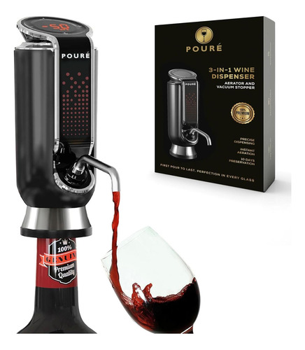 Dispensador De Vino 3 En 1 Pouré - Aerador Y Tapón Vacío