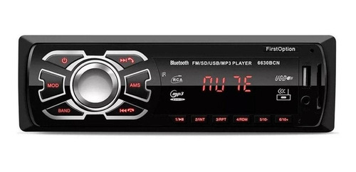 Som automotivo First Option 6630BN com USB, bluetooth e leitor de cartão SD