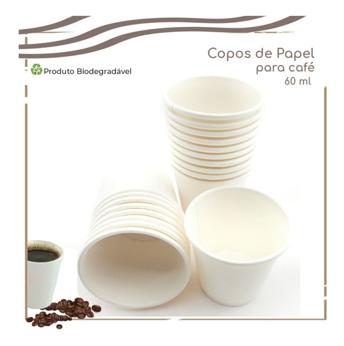 400 Copos De Café 60ml Térmico Biodegradável (papel)