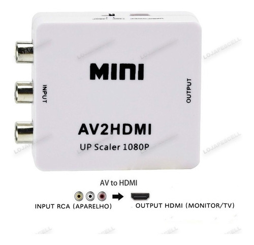 Mini Conversor Av 3 Rca Para Hdmi Up Scaler 1080p Real 