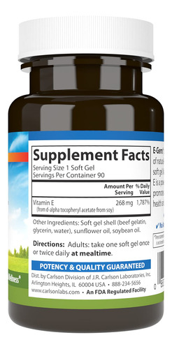 Carlson E-gems Vitamina E 400 Ui 90 Cápsulas