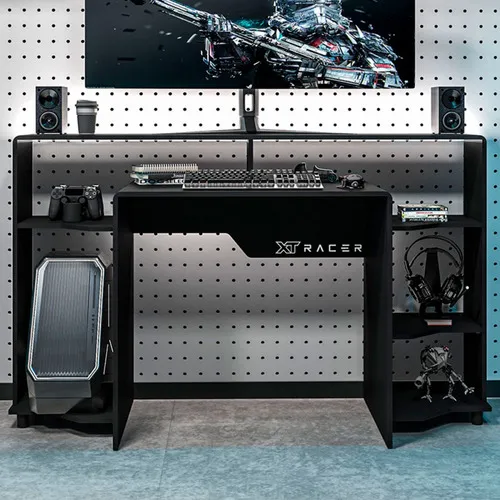 Mesa Gamer Control 5 Prateleiras Preto/branco - Politorno