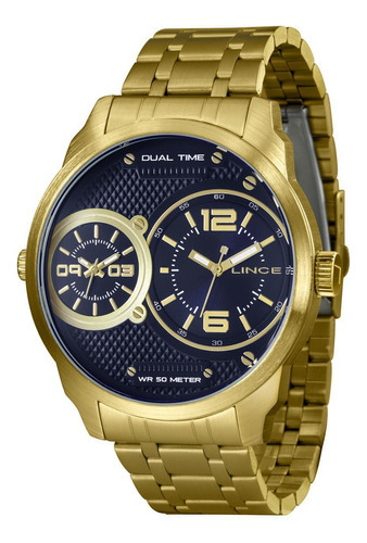 Relógio Lince Masculino Mrgh162l D2kx Oversized Dourado