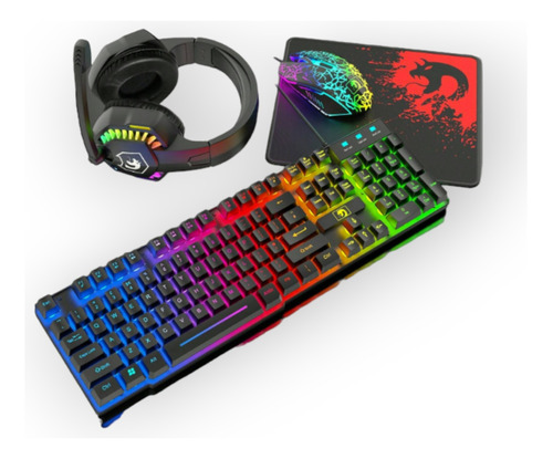 Combo Gamer 4 En 1 Teclado -  Mouse - Audífonos - Mouse Pad 